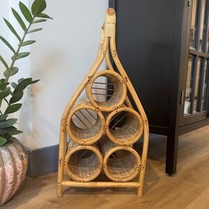 Wicker Wine Rack | Bamboo Bottle Holder | Rattan Decor